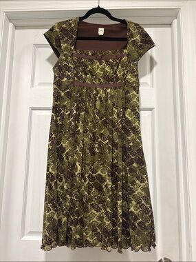 Signature by Sangria Earthy Chiffon Square Neck Ribbon Detail Dress 12